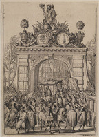 KG 06489
<br/>
Intocht Willem III in Den Haag, triomfboog Westeinderbrug
<br/>
<em>Hooghe, Romeyn de (1645-1708)</em>